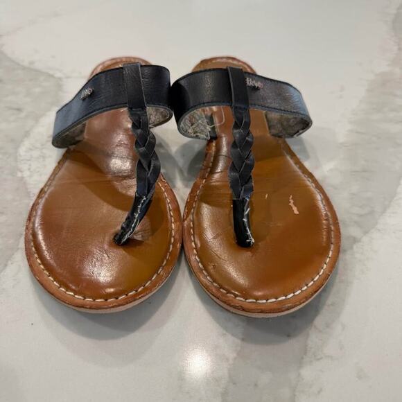 Mad Love Braided T-Strap Flip Flop Sandals Women’s 10 Black Strap Boho Summer - Picture 5 of 9